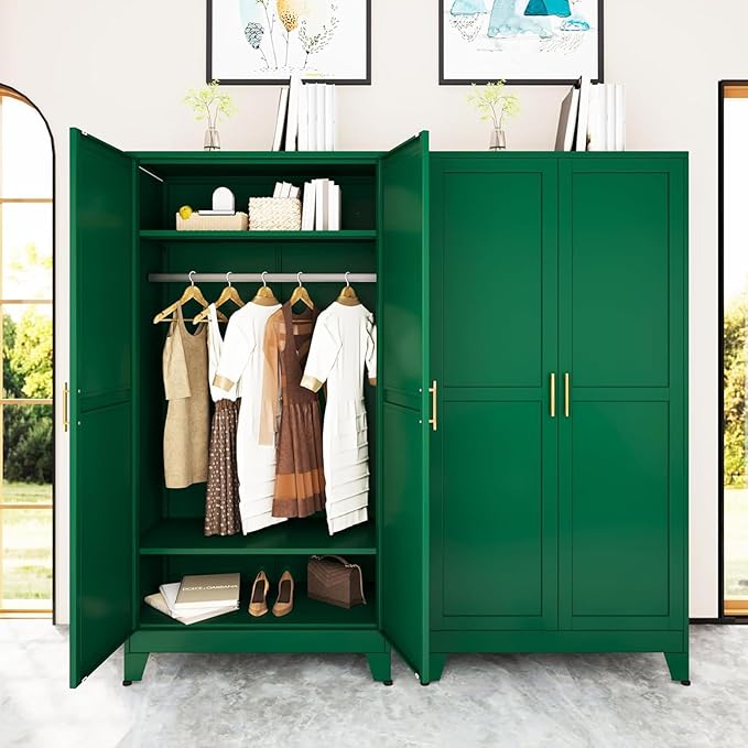 71 "Metal Armoire Wardrobe Closet, Steel Clothing Storage Cabinet by erosoei