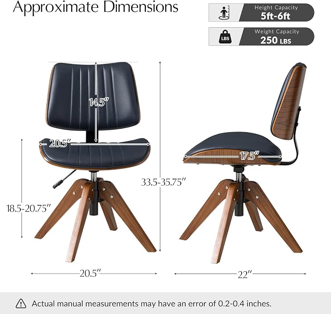 HULALA HOME Faux Leather Home Office Chair - Image 2