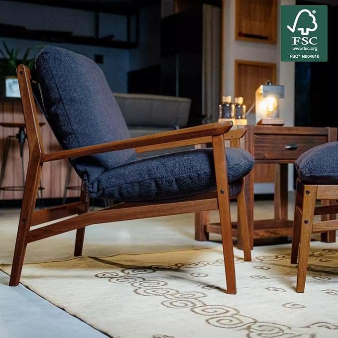 Grain Wood Furniture Solid Wood Mid Century Lounge Chair - Image 3