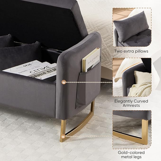 48" End of Bed Bench, Modern Storage Benches - Image 5