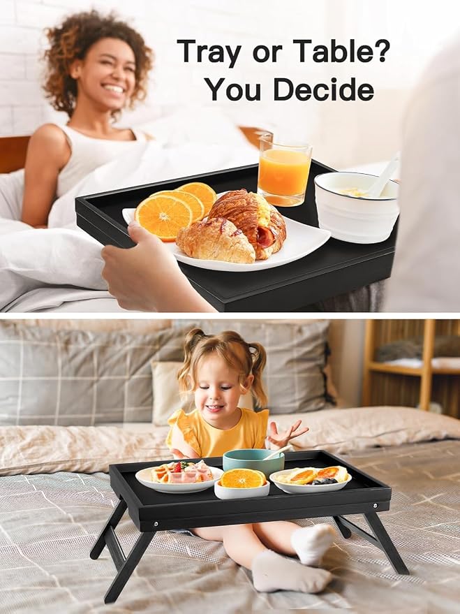 Bamboo Bed Tray Table with Foldable Legs, Breakfast Tray - Image 4