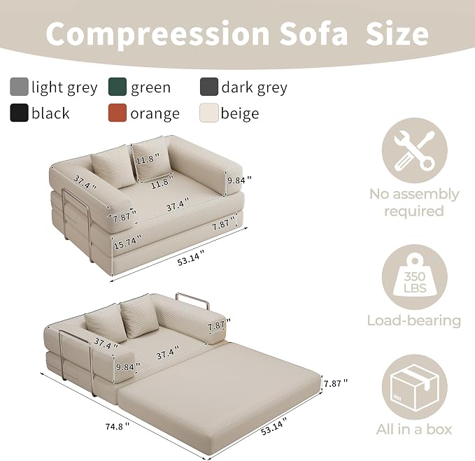 BSHOMGI 4 in 1 Futon Sofa Bed Queen Size - Image 2