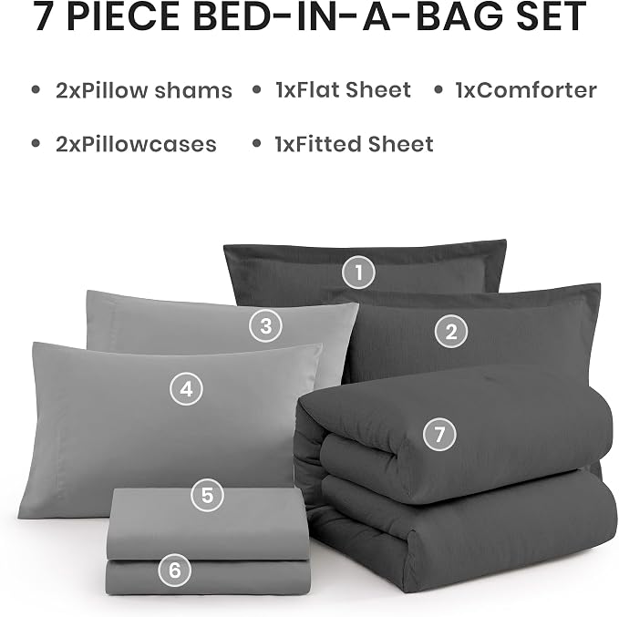 Monbix Full Size Comforter Set, Dark Grey Bedding Comforter - Image 7
