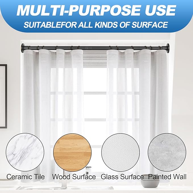 CorkLatta Black Shower Curtain Rod 31 to 68 Inch, 1 Inch Diameter Adjustable - Image 5