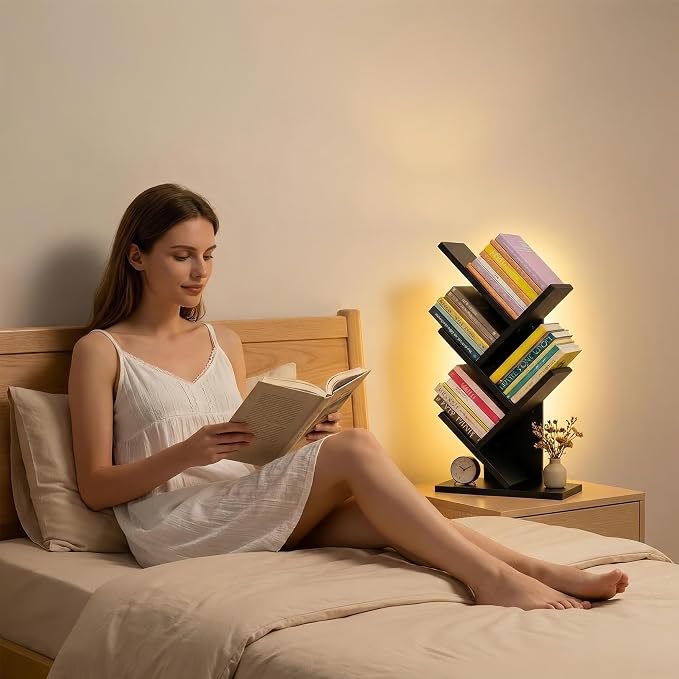 Godferyxin Bookshelf with Liting, Small Bookshelf LED and Desktop Book Shelf - Image 6