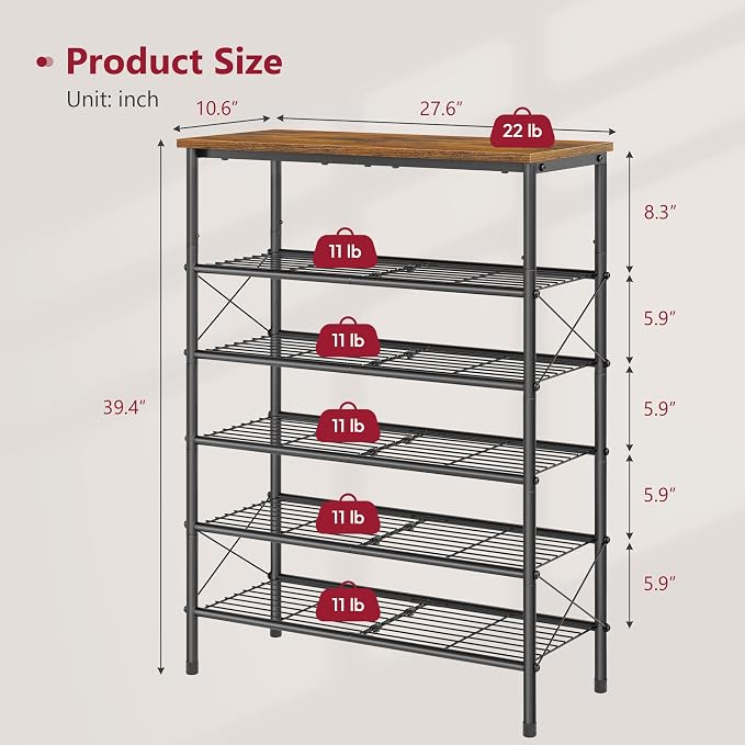 Tajsoon 6 Tier Free Standing Shoe Rack - Image 3