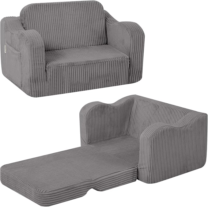 MeMoreCool Toddler Chair Comfy for 1-3 Years Old, Corduroy Kids Couch Bed Fold by MeMoreCool