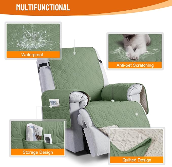 VANSOFY 100% Waterproof Recliner Chair Covers, Recliner Cover Non-Slip Dog - Image 4