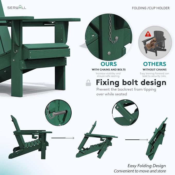 SERWALL Adirondack Chair with Cup Holders - Image 4