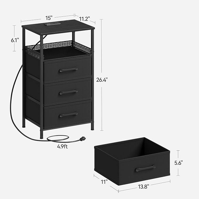 JARHETUN Nightstand Set of 2, Night Stands - Image 3