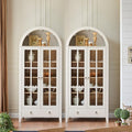 Farmhouse Arched Cabinet with Glass Doors, Wood Display Cabinet with Drawer and by RowyPoey