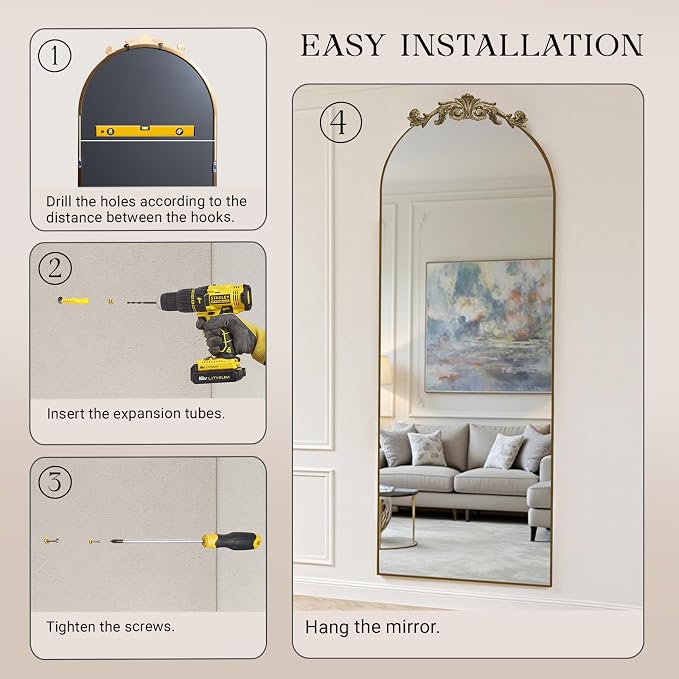 MISSDAY Vintage Baroque Full Length Mirror, Full Metal Frame Stand Up Retro - Image 8