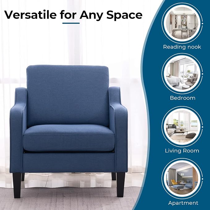 VINGLI Modern Accent Chairs Set of 2, Upholstered Sofa Chair Reading Chair - Image 6