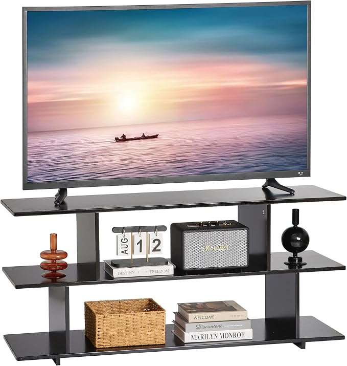 Bamboo TV Stand for TVs up to 55", 3 Tier Accent Entertainment Center - Image 9
