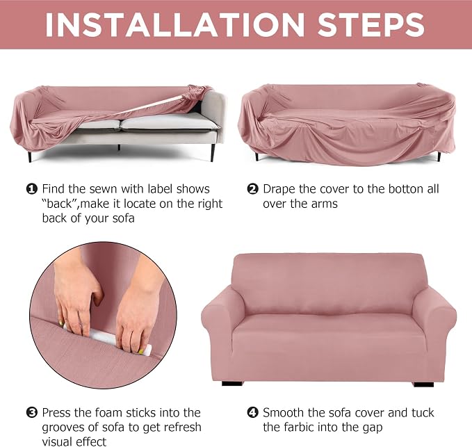 Peryiter 3 Pcs Couch and Loveseat Covers Set Sofa Cover - Image 3