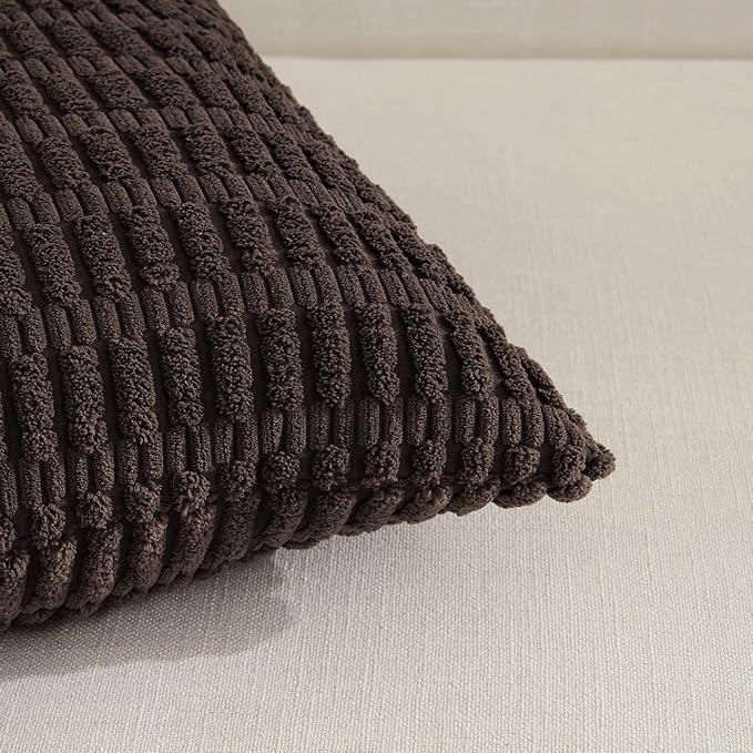 Fancy Homi 4 Packs Boho Dark Brown Decorative Throw Pillow Covers 16x16 Inch - Image 3