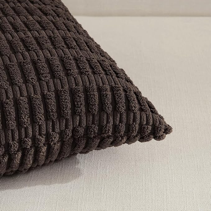 Fancy Homi 4 Packs Boho Dark Brown Decorative Throw Pillow Covers 22x22 Inch - Image 3