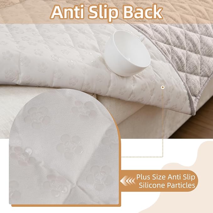Dog Couch Cover for Sofa 100% Waterproof Faux Linen Sofa Covers for 3 Cushion - Image 4