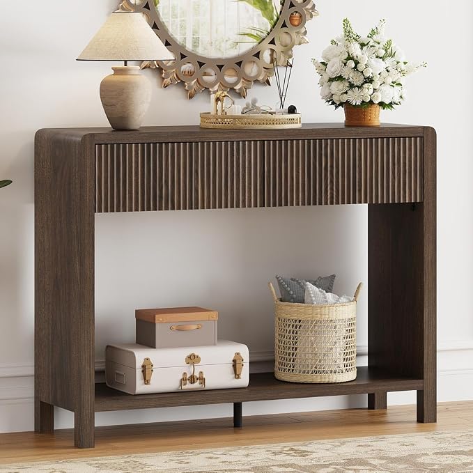 FATORRI Console Entryway Table, Narrow Wooden Sofa Table - Image 7