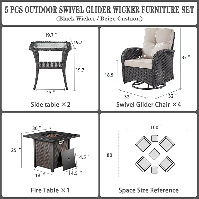 Belord 7 Piece Wicker Patio Furniture Set - Image 2