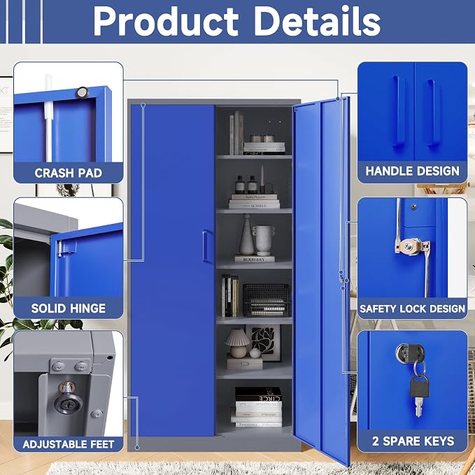 Metal Garage Storage Cabinet, Lockable Metal Cabinet - Image 4