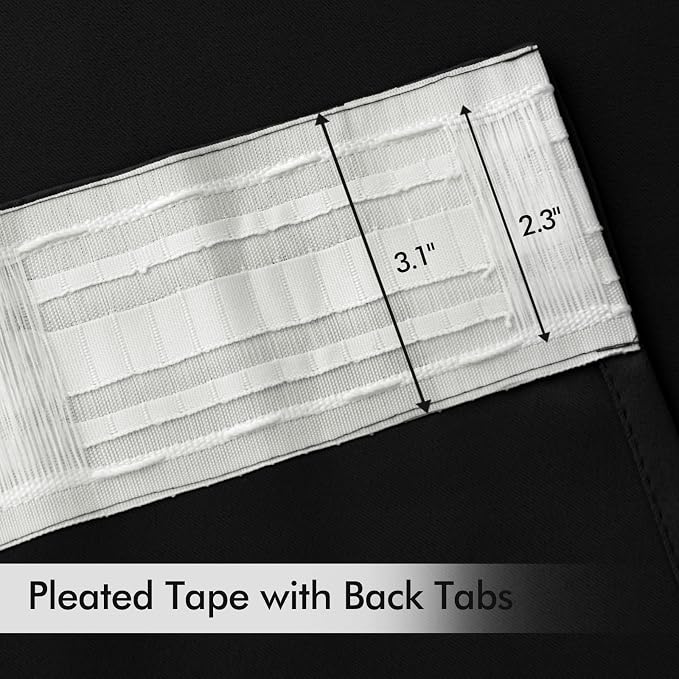 MIULEE Black Back Tab Blackout Curtains 98 Inch Length 2 Panels Set - Image 4