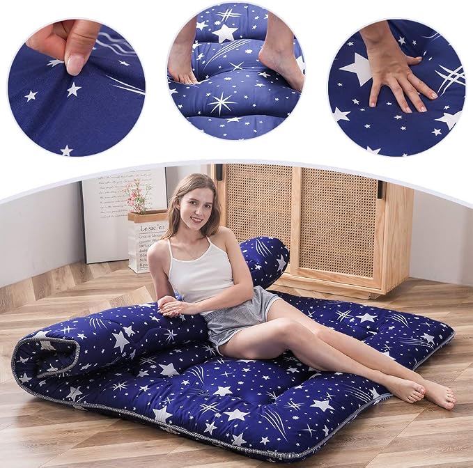 MAXYOYO Navy Starry Sky Japanese Futon Mattress, Tatami Mat Portable Camping - Image 5