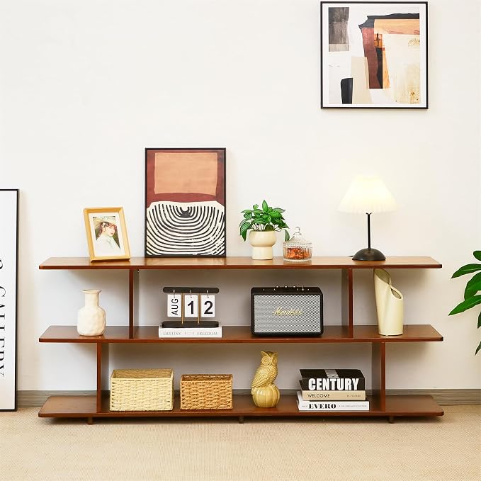 Bamboo TV Stand for TVs up to 65", 3 Tier Accent Entertainment Center - Image 4