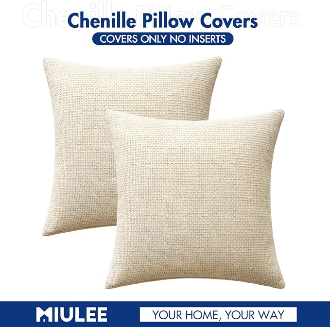 MIULEE Pack of 2 Couch Throw Pillow Covers 18x18 Inch Neutral Cream Modern Boho - Image 7