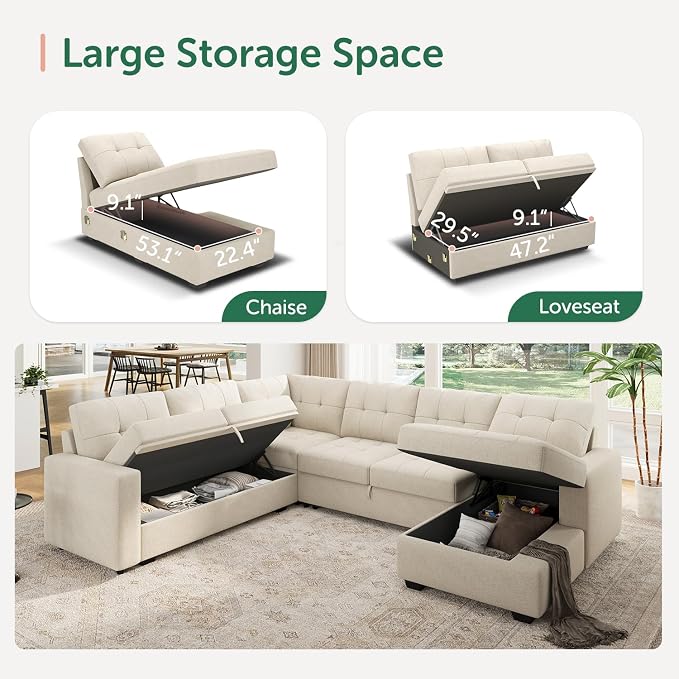 HONBAY Sleeper Sectional Sofa - Image 3
