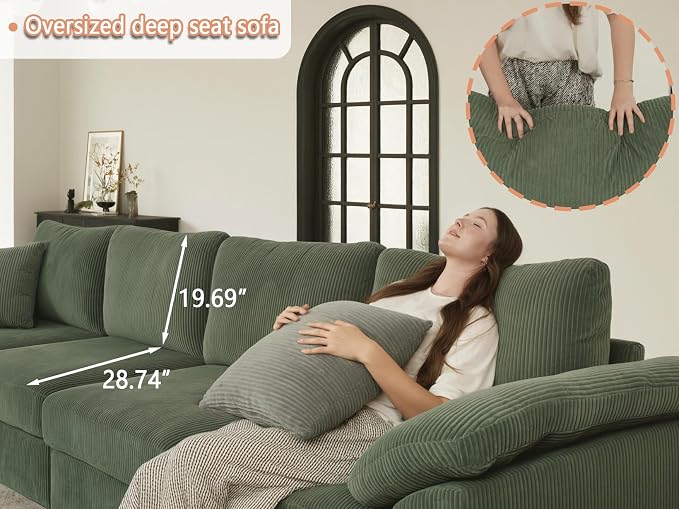 EASE MOOSE Sectional Modular Sofa, FSC Certified Oversized U Shape Sectional - Image 6