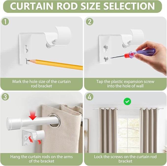 5/8” Diameter Curtain Rods 30-60 Inch, - Image 4