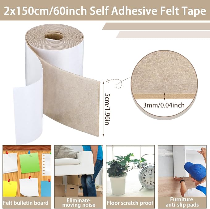 Shappy 2 Packs 120 x 2 x 0.04 Inch Felt Strips - Image 2