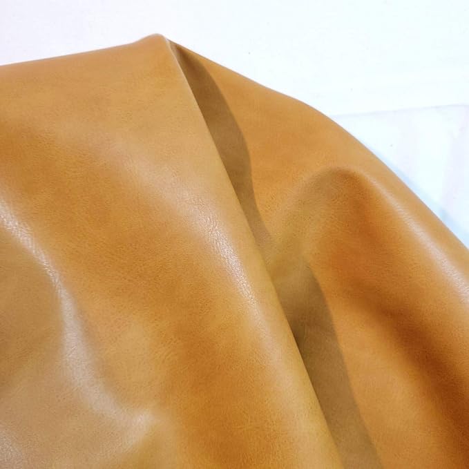 NAT Leathers | Caramel Golden Tan Soft Faux Vegan PU Leather by The Yard - Image 3