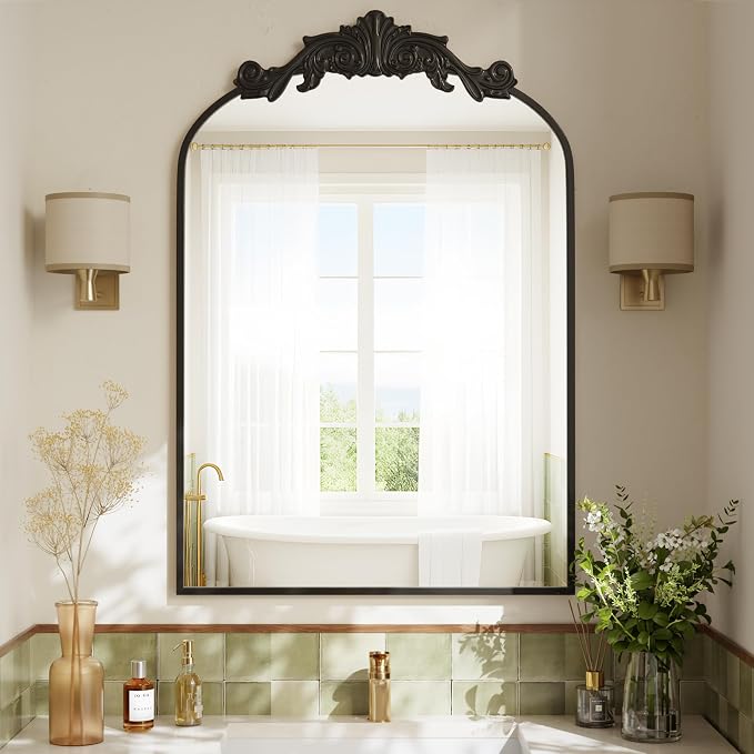 VooBang Vintage Arched Bathroom Mirror, 24x36 Inch Retro Wall Mounted Vanity - Image 6