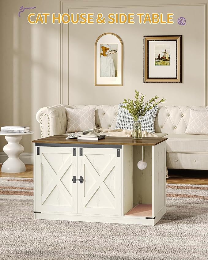 Hzuaneri Cat Litter Box Enclosure, Hidden Litter Box Cabinet Furniture - Image 2