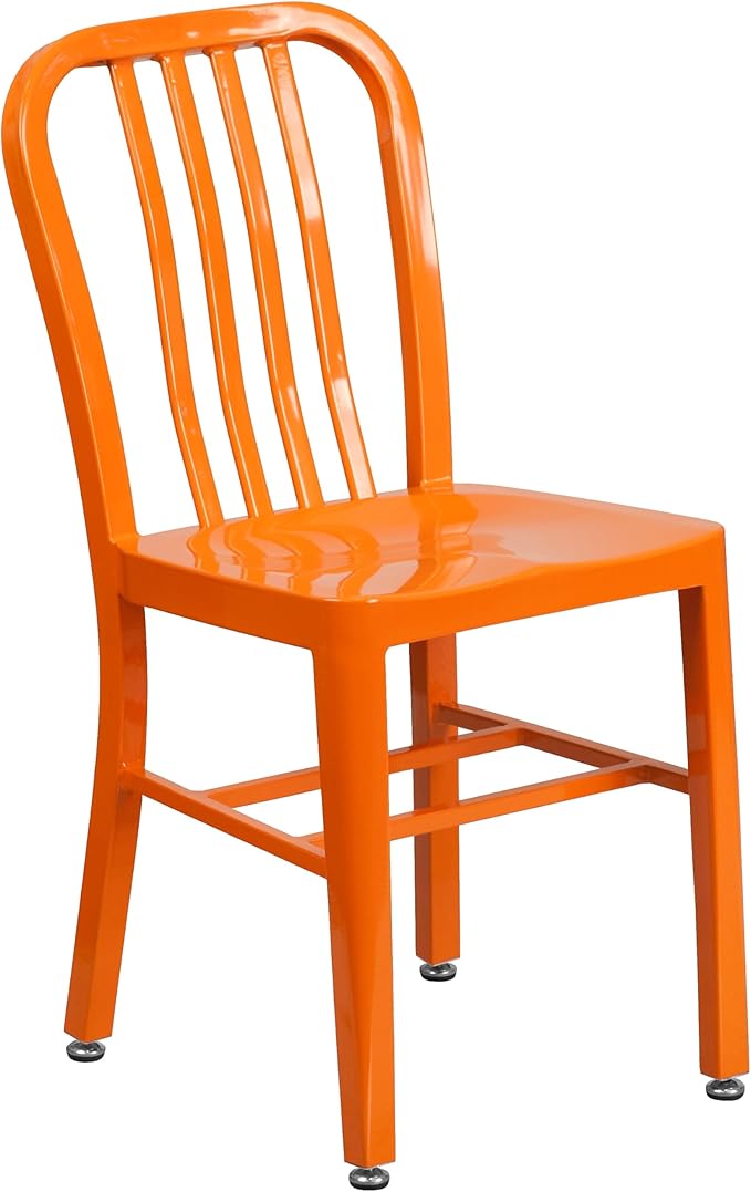Flash Furniture Commercial Grade Orange Metal Indoor-Outdoor Chair by FlashFurniture