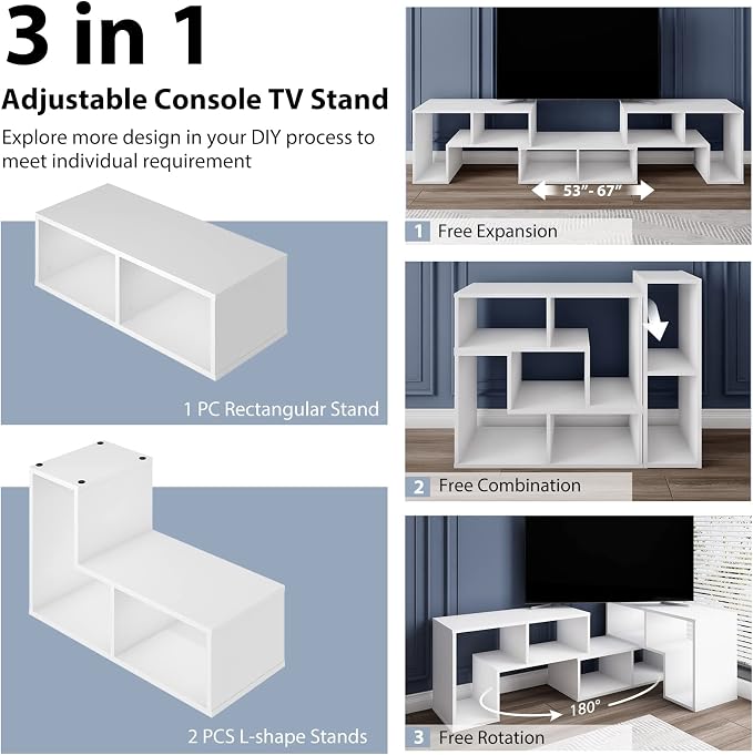 Tangkula 3 Pieces Console TV Stand, Free-Combination Entertainment Center - Image 6