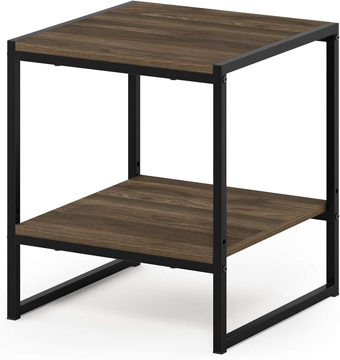 FURINNO Camnus Modern Living 2-Tier End Table, Columbia Walnut, 15.9 in x 15.75 - Image 5