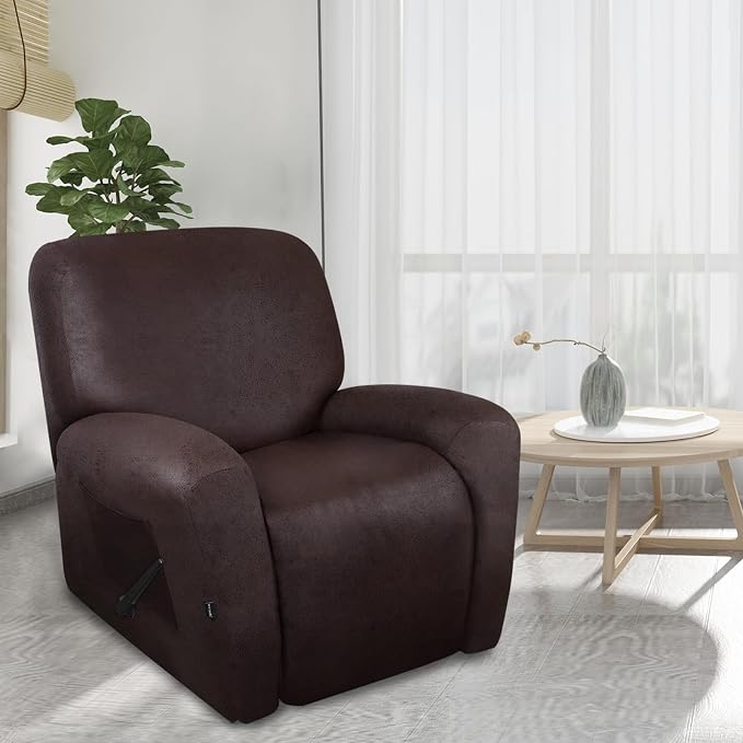 ANARACHON Leather Look Recliner Chair Covers Stay in Place 4-Piece Recliner - Image 2