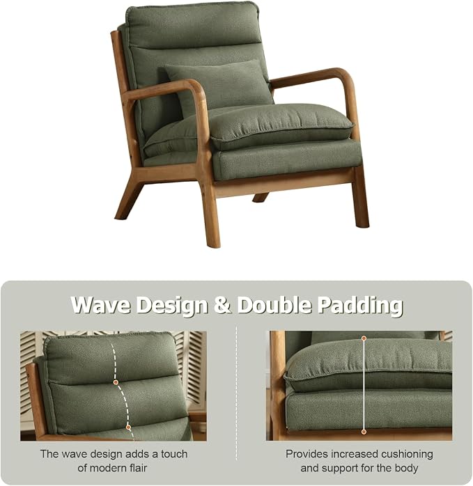 INZOY Accent Chairs Set of 2, Mid Century Modern Accent Chair - Image 3
