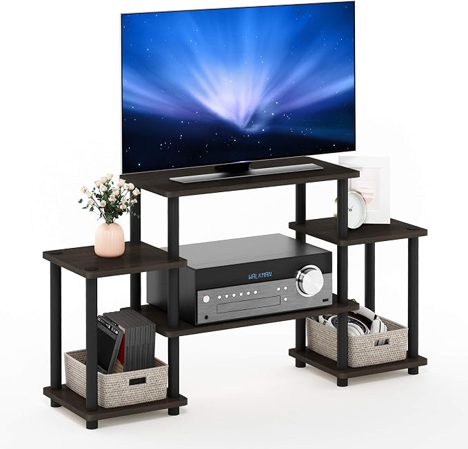Furinno Turn-N-Tube No Tools Entertainment TV Stands, Dark Brown/Black by Furinno-FitsYourSpaceFitsYourBudget