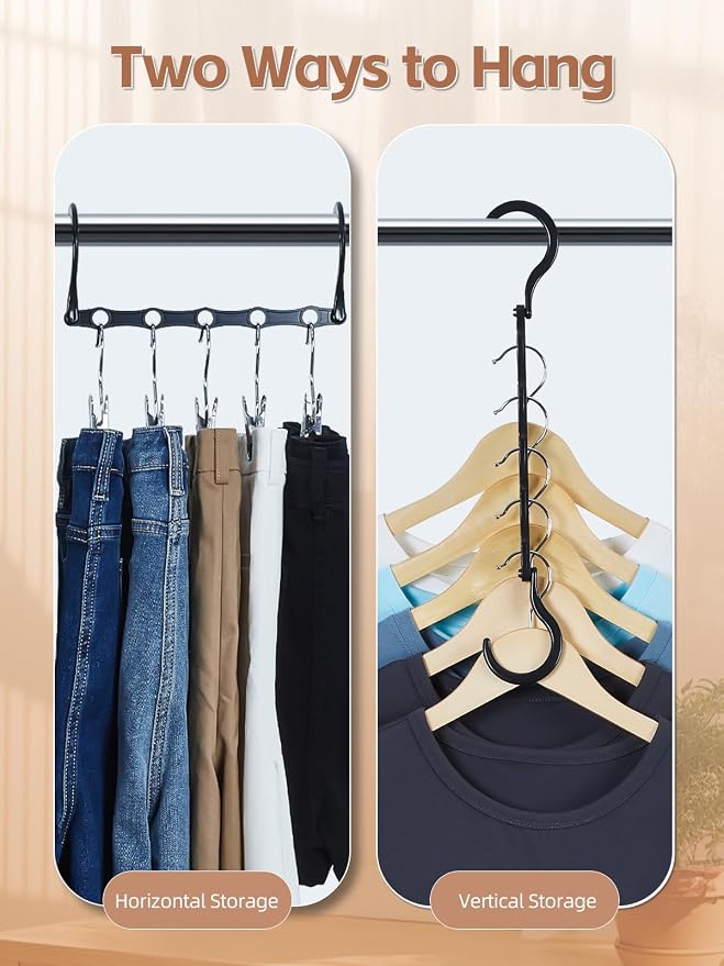 HOUSE DAY Black Magic Space Saving Hangers 10 Pack, Premium Smart Hanger Hooks - Image 4
