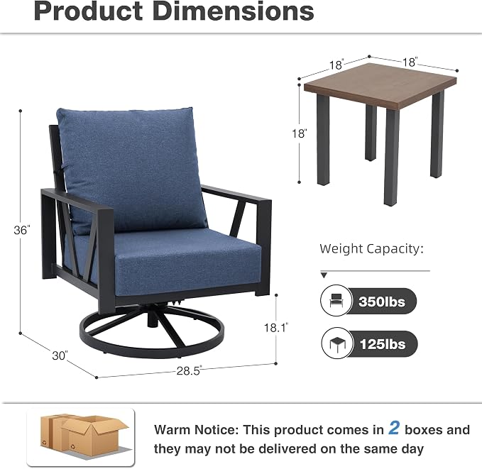 Outdoor Patio Swivel Rocking Chairs Set, Patio Porch Furniture - Image 2