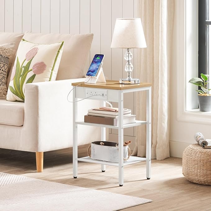 HOOBRO Side Table with Charging Station and USB Port, Small End Table - Image 2