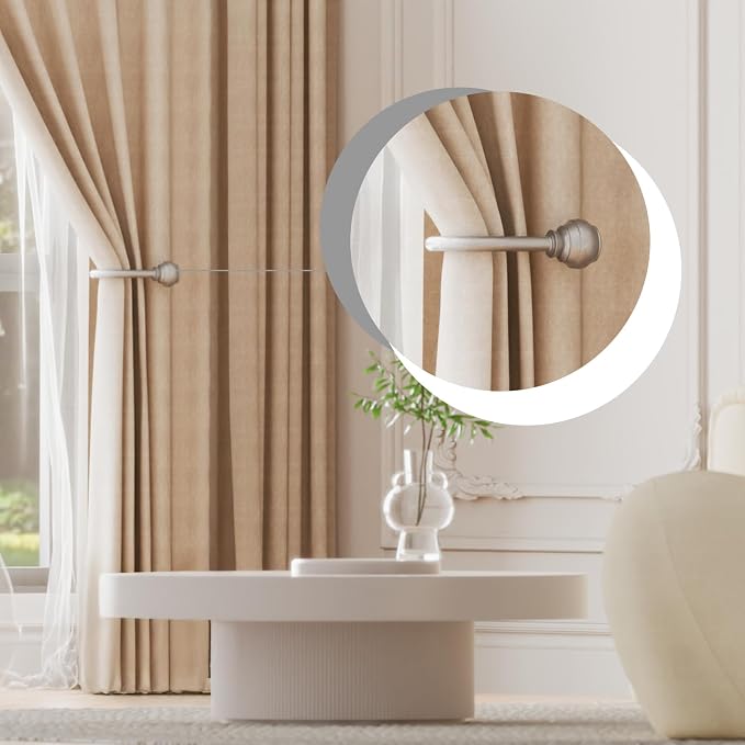 Hion Curtain Holdbacks Silver 2pcs, Curtain Tiebacks Wall Mounted Curtain Hooks - Image 4