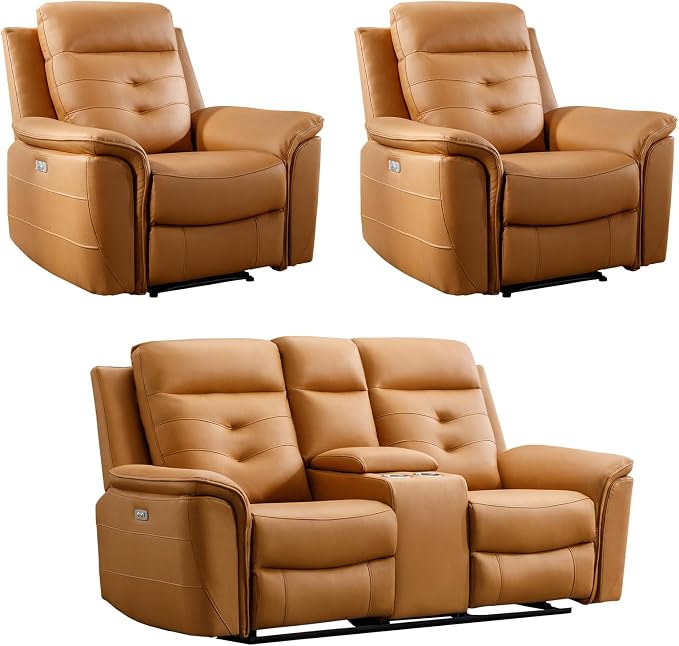 ANJ 3-Piece Faux Leather Power Recliner Sofa Set - Image 8