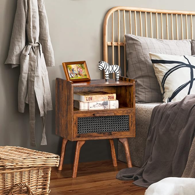 Lerliuo Rattan Nightstand, Boho Side Table - Image 8