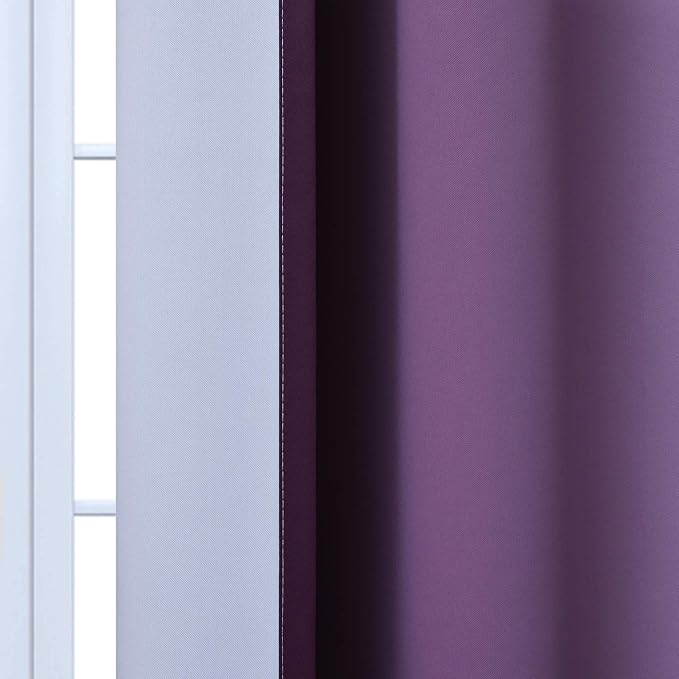 Yakamok Purple and Greyish White Ombre Curtain, Gradient Color Purple to White - Image 3