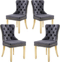 KCC Velvet Dining Chairs Set of 4, Upholstered High-end Tufted Dining Chair by KCC
